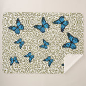Blue butterfly gold garden sherpa deken (Voorkant (horizontaal))