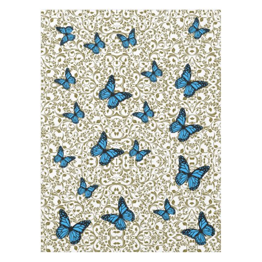 Blue butterfly gold garden tafelkleed (Voorkant)