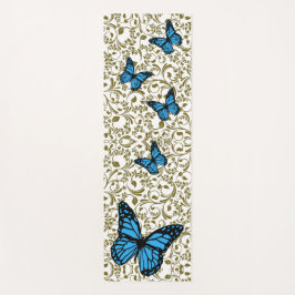 Blue butterfly gold garden yogamat