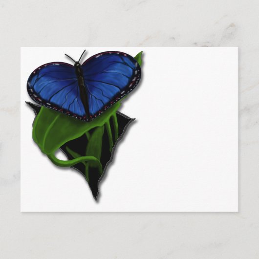 Blue Butterfly Heart Briefkaart (Voorkant)