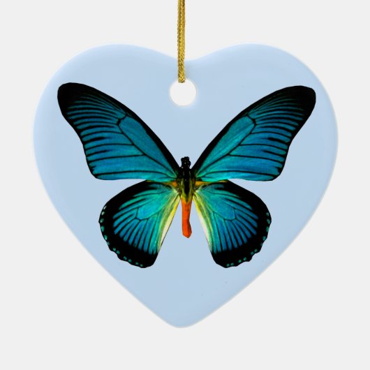 Blue Butterfly Heart Ornament (Achterkant)