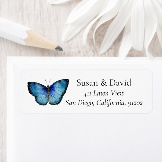 Blue Butterfly Insect Address Label (Insitu)