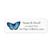 Blue Butterfly Insect Address Label (Voorkant)