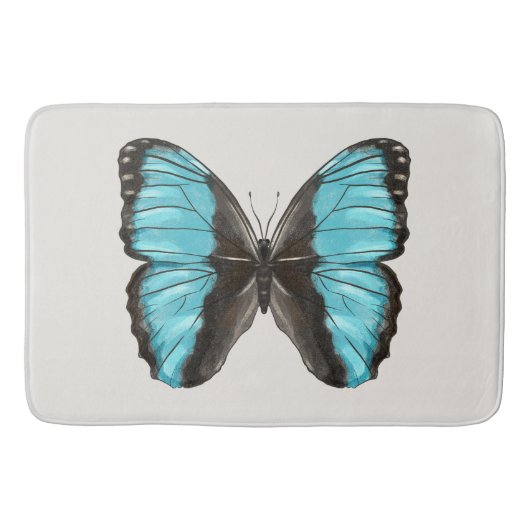 Blue Butterfly Insect Art Natuur Lover Badmat (Voorkant)