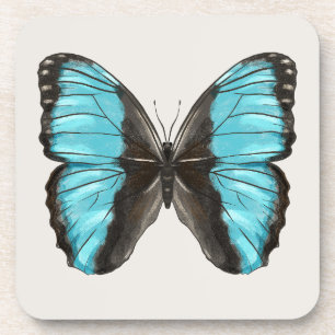 Blue Butterfly Insect Art Natuur Lover Bier Onderzetter