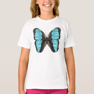 Blue Butterfly Insect Art Natuur Lover Girl T-shirt