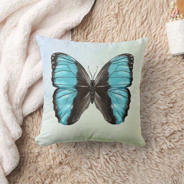 Blue Butterfly Insect Art Natuur Lover Kussen (Deken)