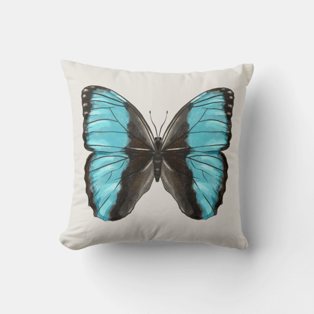 Blue Butterfly Insect Art Natuur Lover Kussen (Voorkant)