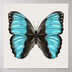 Blue Butterfly Insect Art Natuur Lover Poster