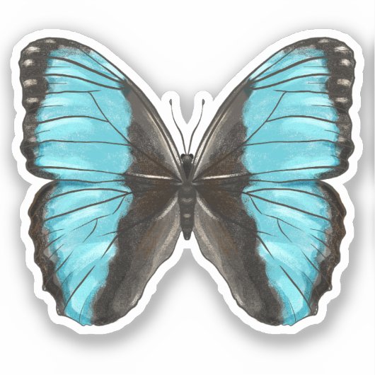 Blue Butterfly Insect Art Natuur Lover Sticker (Voorkant)