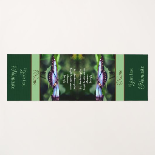Blue Butterfly Inspirerend Quote Personalized Yogamat (Voorkant (horizontaal))