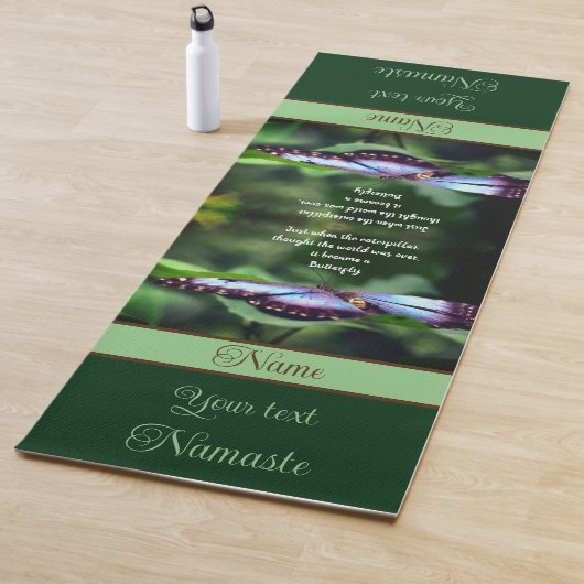 Blue Butterfly Inspirerend Quote Personalized Yogamat (In situ)