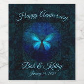 Blue Butterfly Jubileum Wijnlabel Wijn Etiket (Enkel label)