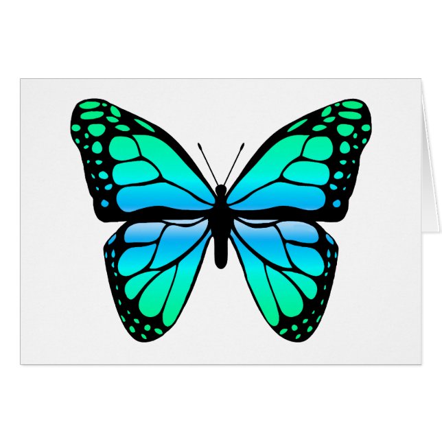 Blue Butterfly-kaart (Voorkant Horizontaal)