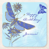 Blue Butterfly Kartonnen Onderzetters (Voorkant)
