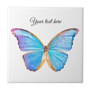 BLUE BUTTERFLY-keramisch tapijtbestand personalise Tegeltje