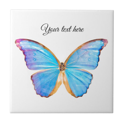 BLUE BUTTERFLY-keramisch tapijtbestand personalise Tegeltje (Voorkant)