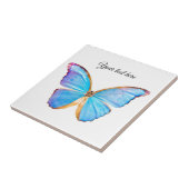 BLUE BUTTERFLY-keramisch tapijtbestand personalise Tegeltje (Zijkant)