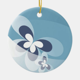 Blue Butterfly kerstversiering. Keramisch Ornament