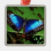 Blue Butterfly-kerstversiering Metalen Ornament (Voorkant)