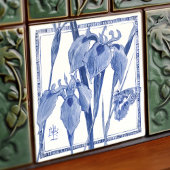 Blue Butterfly Lily Wall Decor Art Nouveau Lilies Tegeltje