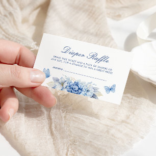 Blue Butterfly Luier Raffle Boy Baby shower Informatiekaartje
