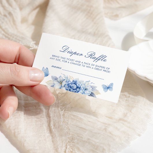Blue Butterfly Luier Raffle Boy Baby shower Informatiekaartje