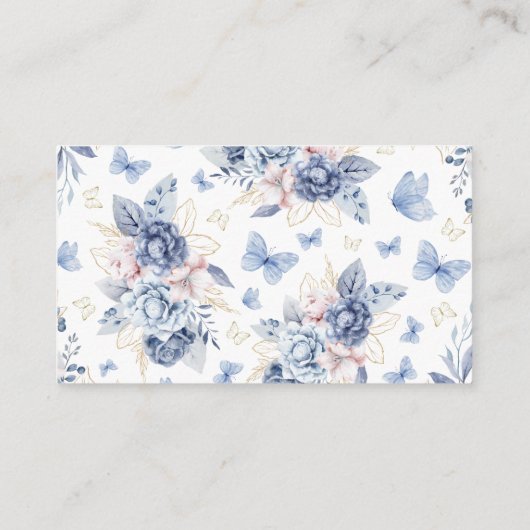 Blue Butterfly Luier Raffle Boy Baby shower Informatiekaartje (Achterkant)