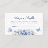 Blue Butterfly Luier Raffle Boy Baby shower Informatiekaartje (Voorkant)
