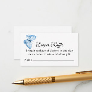 Blue Butterfly Luier Raffle, Jongen Baby shower Informatiekaartje