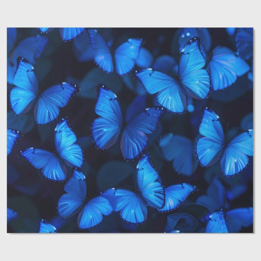 Blue Butterfly Magic Wrapping Paper Cadeaupapier (Vlak)