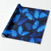 Blue Butterfly Magic Wrapping Paper Cadeaupapier (Uitgerold)