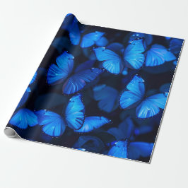 Blue Butterfly Magic Wrapping Paper Cadeaupapier