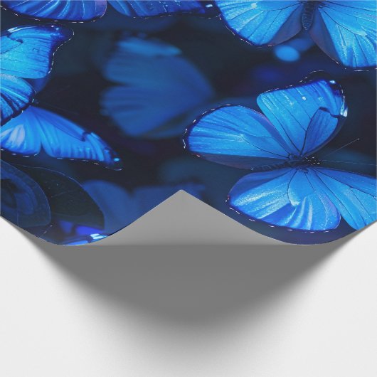 Blue Butterfly Magic Wrapping Paper Cadeaupapier (Hoek)