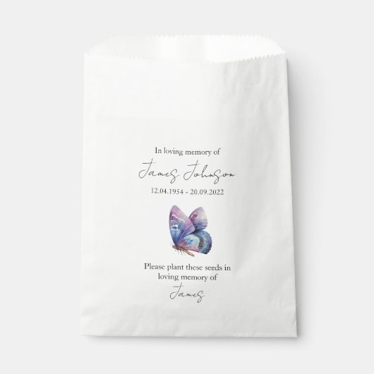 Blue Butterfly Memorial begrafeniszaad Bedankzakje (Voorkant)