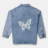 Blue Butterfly Minimal Nature Art by Papil Denim Jacket (Achterkant)