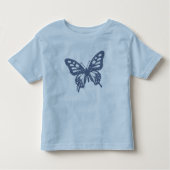 Blue Butterfly Minimal Nature Art by Papil Kinder Shirts (Voorkant)