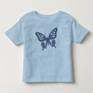 Blue Butterfly Minimal Nature Art by Papil Kinder Shirts