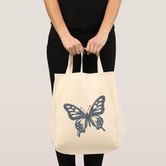 Blue Butterfly Minimal Nature Art by Papil Tote Bag (Voorkant (product))