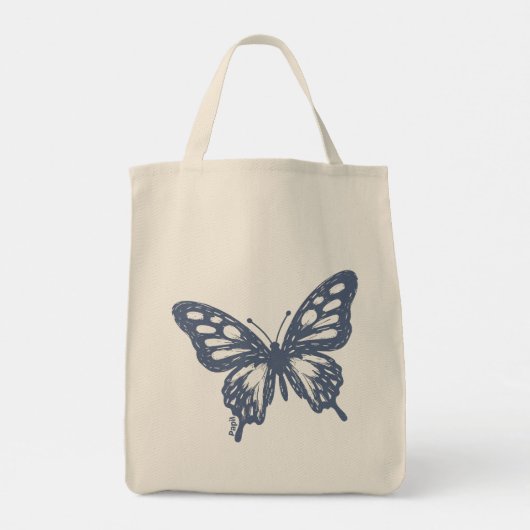 Blue Butterfly Minimal Nature Art by Papil Tote Bag (Achterkant)