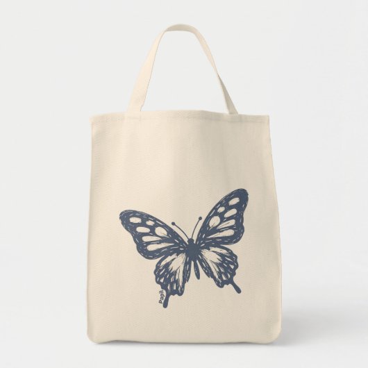 Blue Butterfly Minimal Nature Art by Papil Tote Bag (Voorkant)