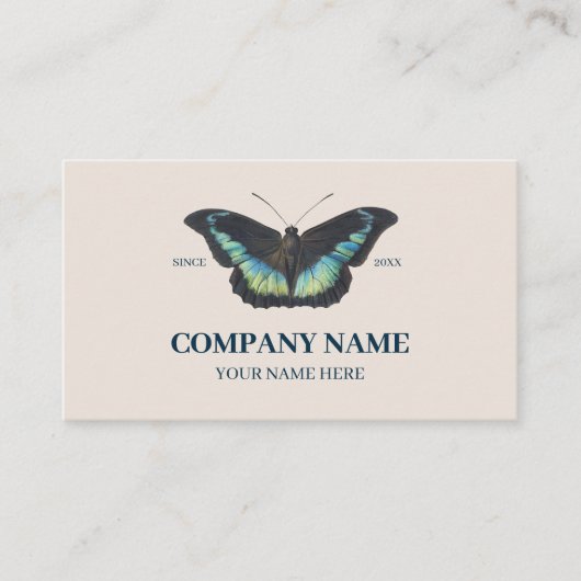 Blue Butterfly Minimalist Social Media QR Code Visitekaartje (Voorkant)