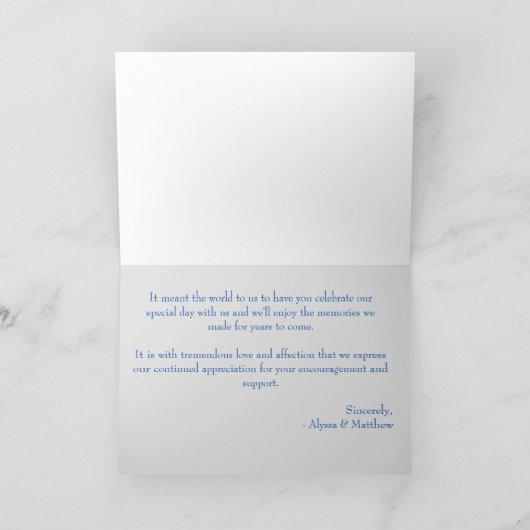 Blue Butterfly Monogrammed Wedding Hardenkaart Bedankkaart (Binnen)