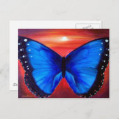 Blue Butterfly Morph Sunset - Multi Briefkaart (Voorkant / Achterkant)