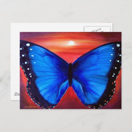 Blue Butterfly Morph Sunset - Multi Briefkaart (Voorkant / Achterkant)