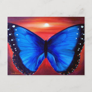 Blue Butterfly Morph Sunset - Multi Briefkaart