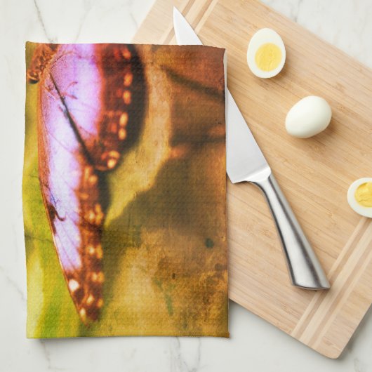 Blue Butterfly Natuur Abstract Theedoek (Quarter Fold)