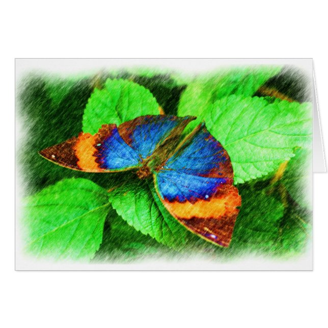 Blue Butterfly Natuur Art Card (Voorkant Horizontaal)
