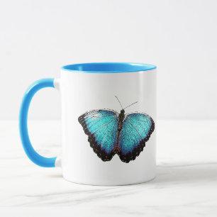 Blue Butterfly Natuur Art, Fijne Fotoillustratie Mok