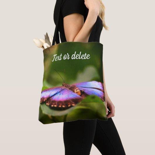 Blue Butterfly Natuur Sluiten Gepersonaliseerd Tote Bag (Dichtbij)